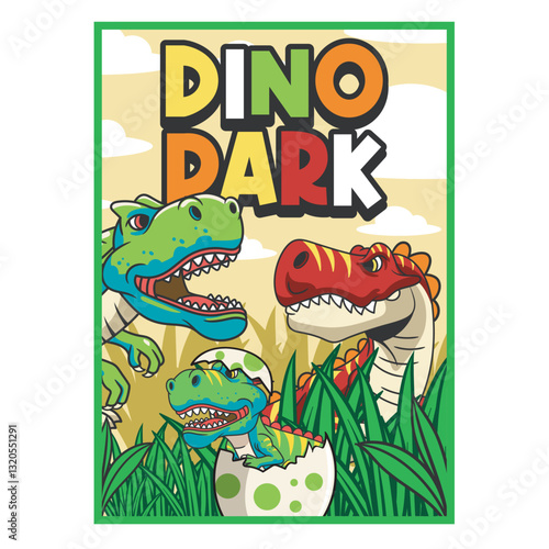 Vector Illustration of Tiny T-Rex with Cute Illustration Available for Poster