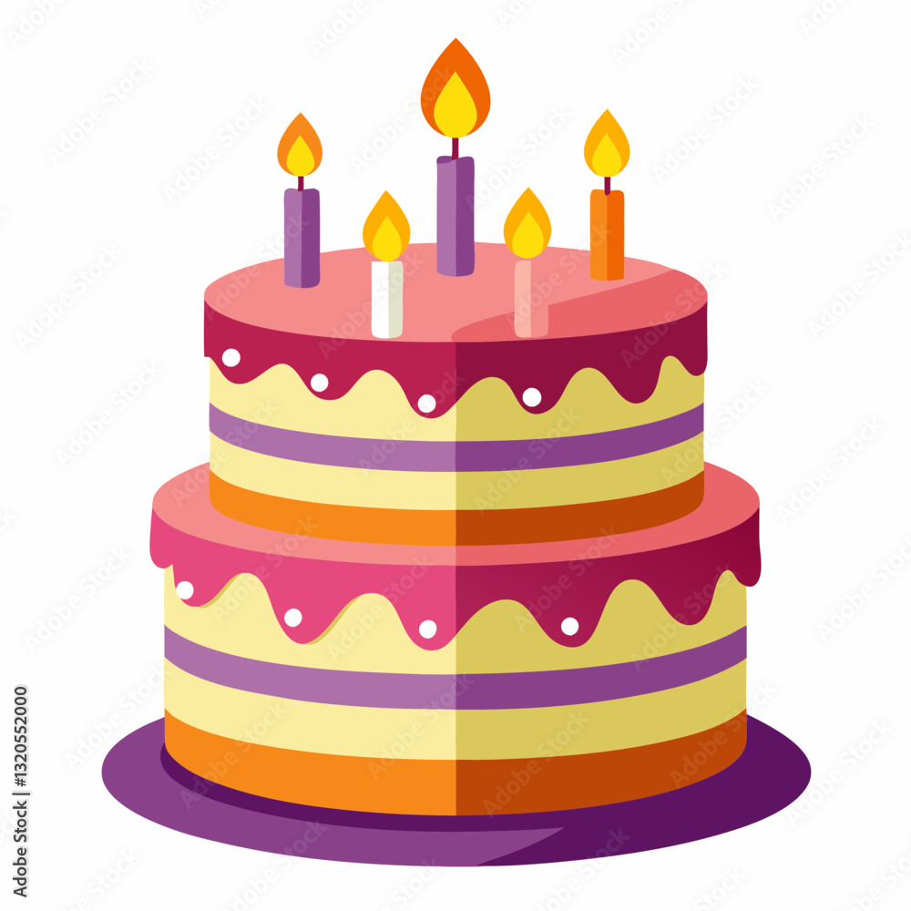 classic birthday cake with lit candles classic birthday cake with lit candles