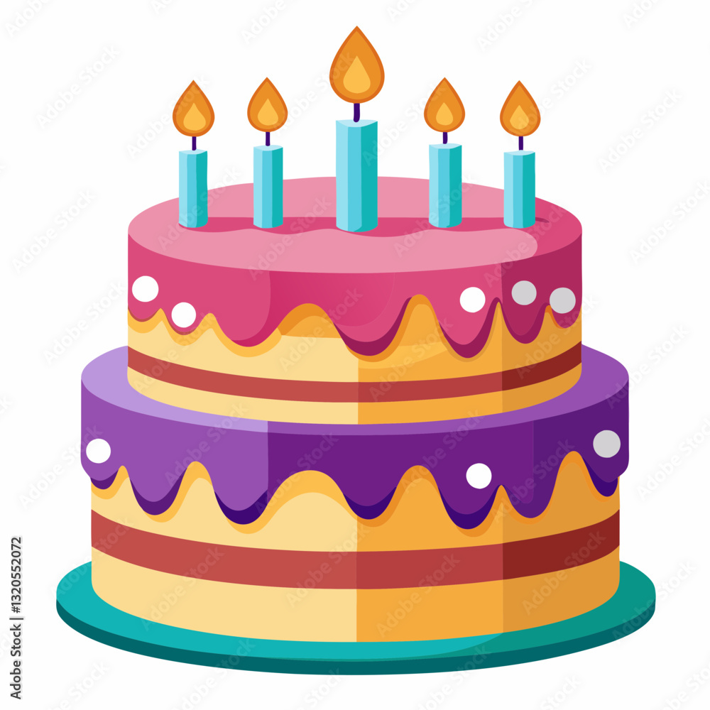 classic birthday cake with lit candles classic birthday cake with lit candles