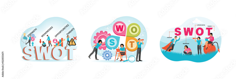 SWOT Analysis Concept. Business Strategy for Planning Projects. Businessman Posing Outdoors. SWOT Analysis Concept. Business Strategy for Planning Projects. Businessman Posing Outdoors.