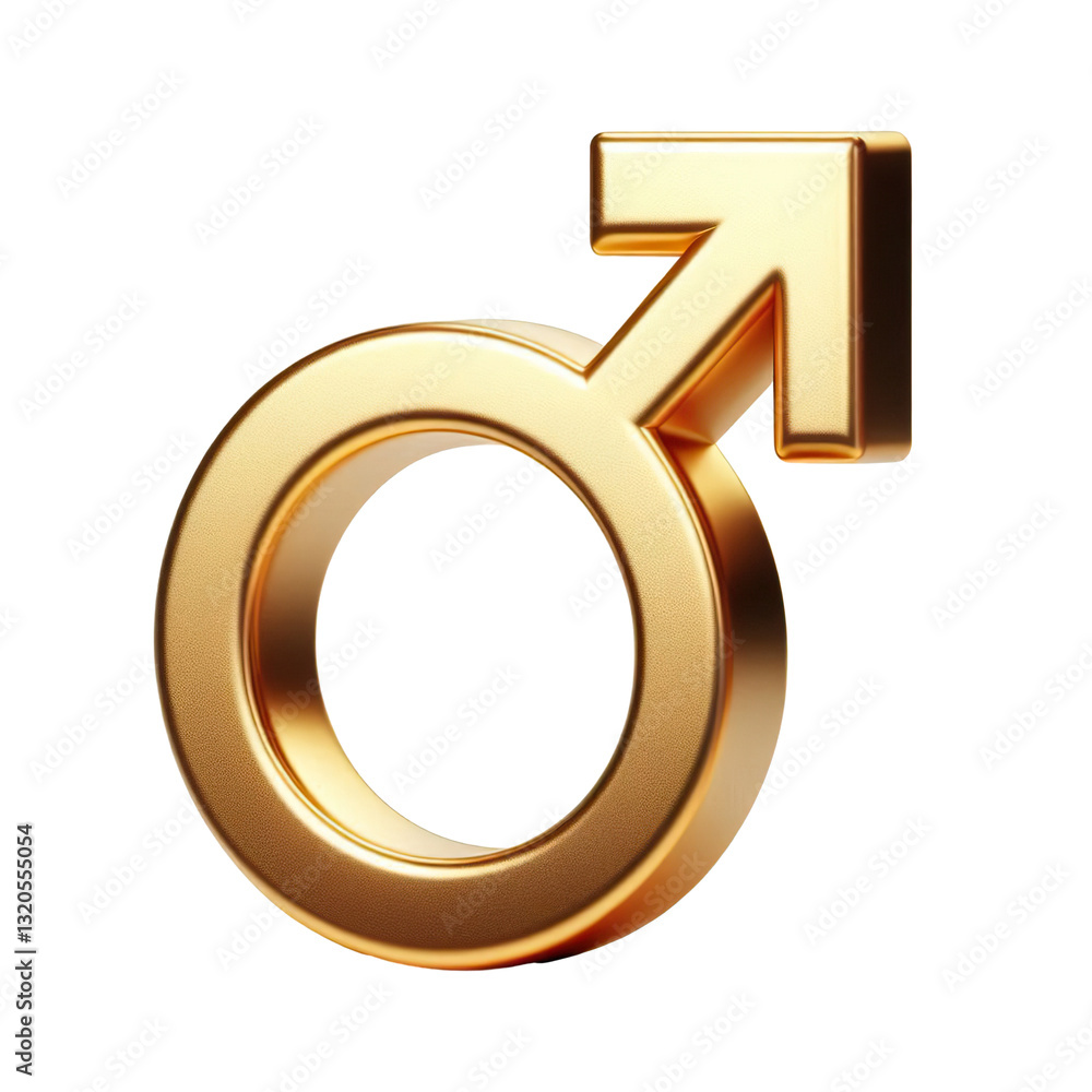 Gold male gender symbol in 3D rendering, Isolated on a white background PNG Gold male gender symbol in 3D rendering, Isolated on a white background PNG