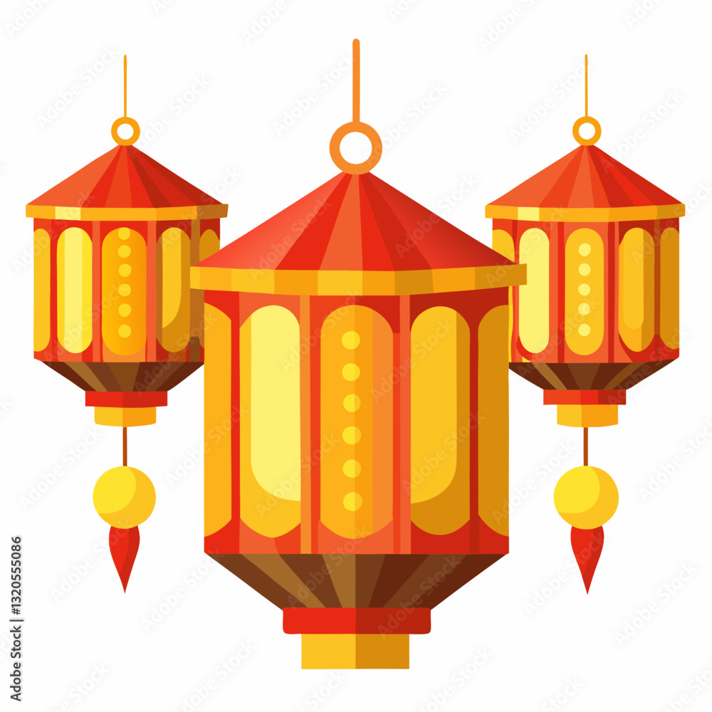 Fototapeta premium decorative paper lanterns glowing warmly 