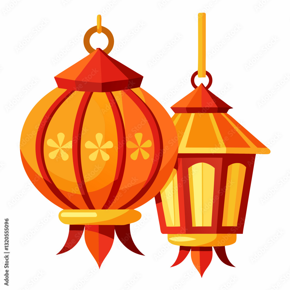 Fototapeta premium decorative paper lanterns glowing warmly 