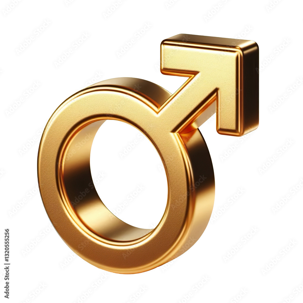 Gold male gender symbol in 3D rendering, Isolated on a white background PNG Gold male gender symbol in 3D rendering, Isolated on a white background PNG