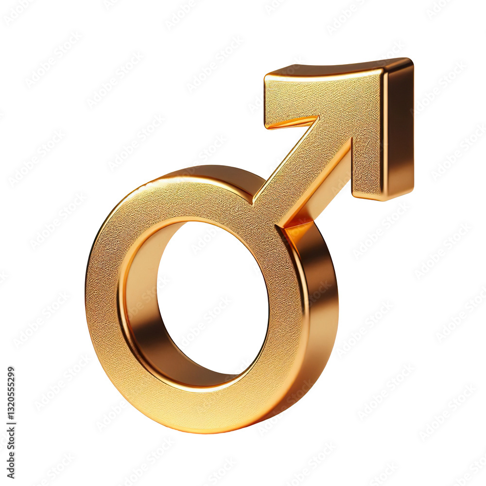 Gold male gender symbol in 3D rendering, Isolated on a white background PNG Gold male gender symbol in 3D rendering, Isolated on a white background PNG