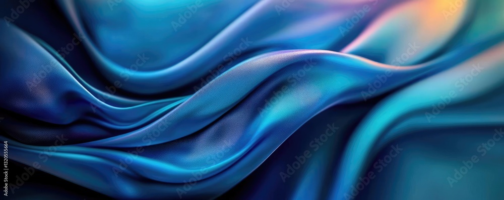 Obraz premium Dramatic nighttime abstract background idea. Abstract flowing silk fabric in shades of blue creating a smooth, elegant texture.