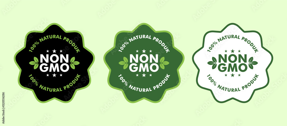 Non GMO or GMO Free icon label sticker for safety, food, beverages products. Non GMO or GMO Free icon label sticker for safety, food, beverages products.