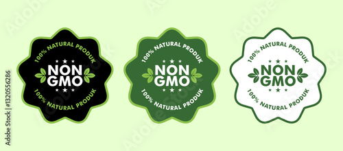 Non GMO or GMO Free icon label sticker for safety, food, beverages products.