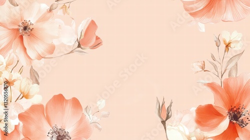 Floral Elegance: A close-up shot captures the intricate details of peach-colored flowers, with delicate petals and soft textures, set against a harmonious gradient background. 