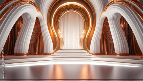 Obraz na płótnie White golden ceremony award stage venue background. w salonie
