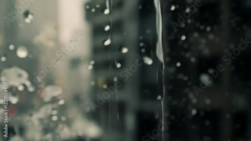 Wallpaper Mural Rain on window, blurred city, moody urban scene, text space Torontodigital.ca