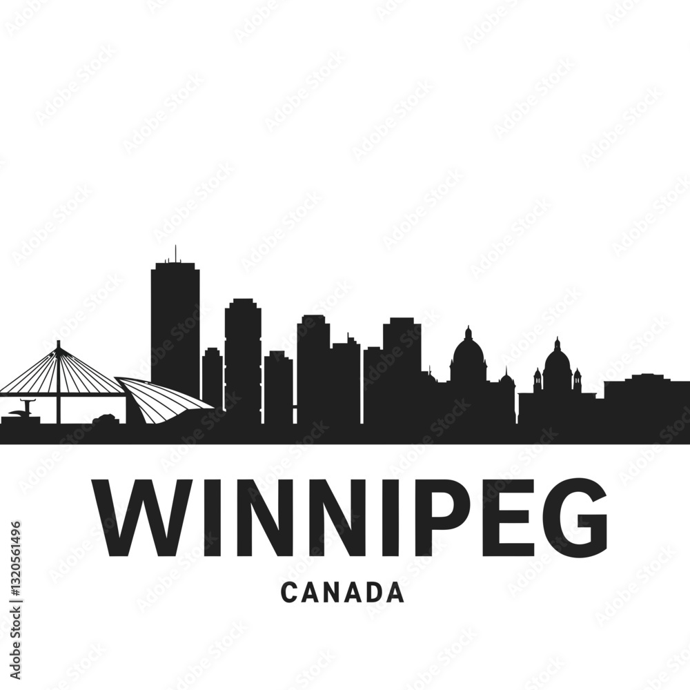 Fototapeta premium Winnipeg Skyline Silhouette - Vector Illustration