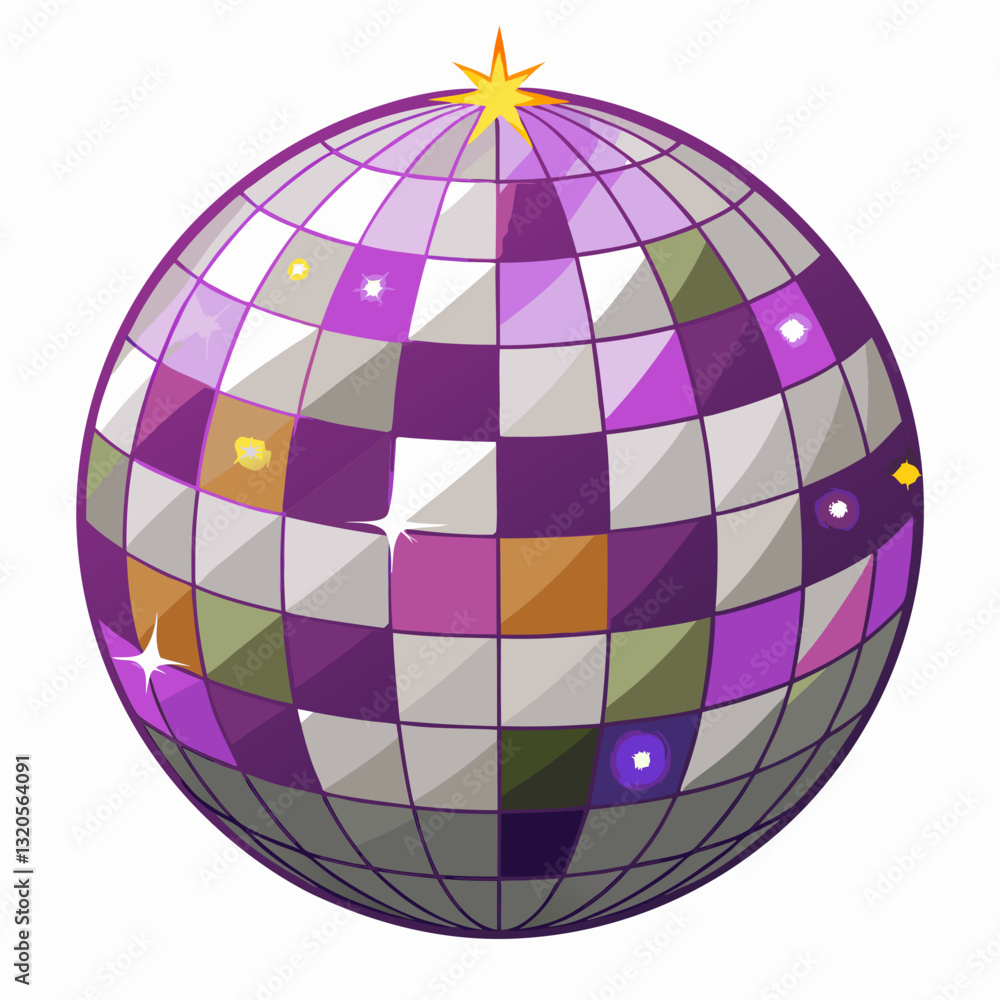 shiny disco ball reflecting dazzling lights