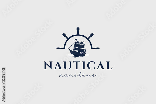 Nautical logo icon illustration, simple logo for branding