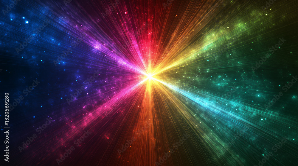 colorful starburst effect created by multiple beams of red, green, and blue light colorful starburst effect created by multiple beams of red, green, and blue light