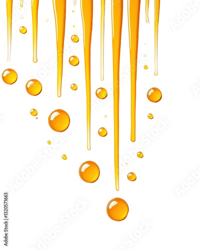 isolated transparent Background. Dripping honey with droplets on transparency background, creating sweet visual