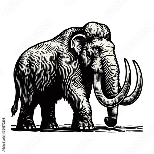 mammoth engraved logo icon design illustration