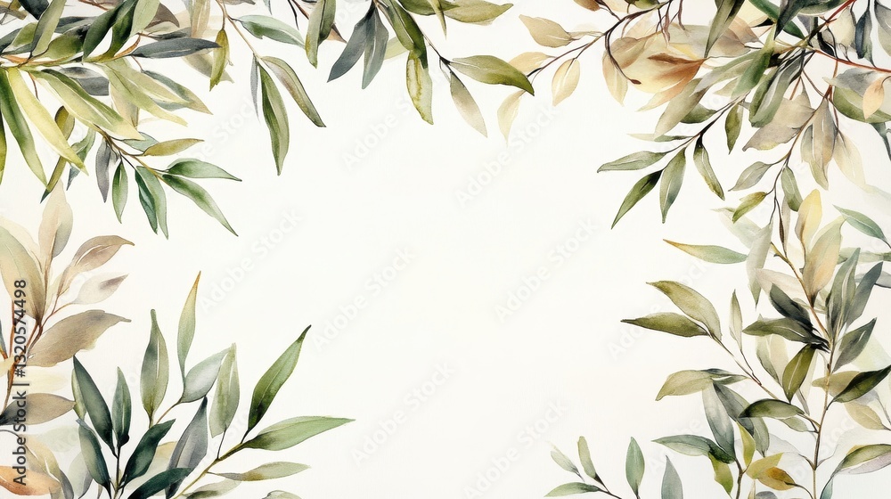 Fototapeta premium Watercolor of Green bamboo forest isolated on white background,hand drawn seamless bamboo pattern,Perfect for wallpapers,web page, surface textures, space for text.