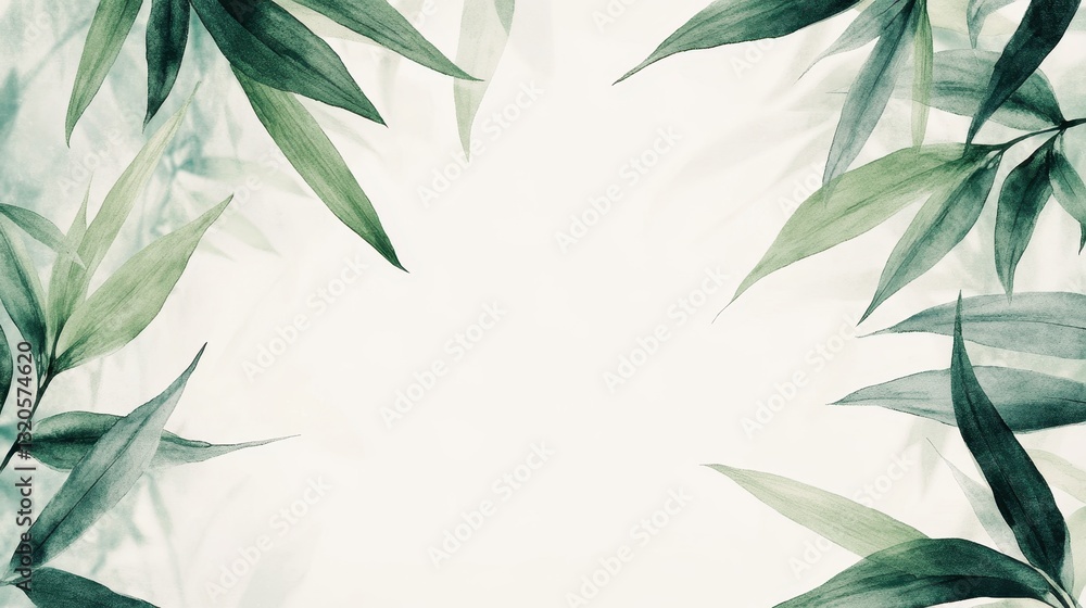 Fototapeta premium Watercolor of Green bamboo forest isolated on white background,hand drawn seamless bamboo pattern,Perfect for wallpapers,web page, surface textures, space for text.