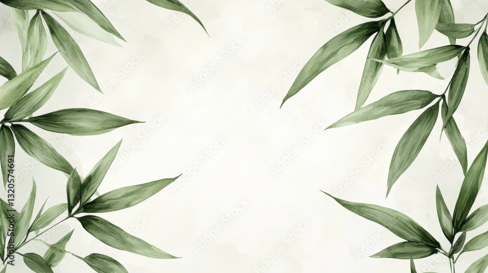 Fototapeta premium Watercolor of Green bamboo forest isolated on white background,hand drawn seamless bamboo pattern,Perfect for wallpapers,web page, surface textures, space for text.