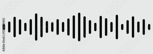 Equalizer icon with soundwave line. Vector sound wave icon. Music player sound bar. Audio signal lines. Waveform pattern for music player, podcast, voice message, music app. Vector illustration.