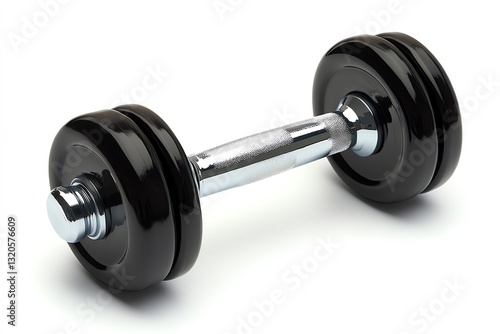 Single Dumbbell on White Background for Fitness and Strength Training