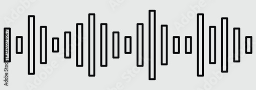 Podcast sound waves and audio soundwave of voice message records, vector icons. Audio frequencies. Black and gray soundwave frequency icon. Dynamic vertical lines illustrating sound waves. 