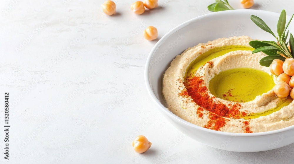 Gourmet Hummus Dish with Chickpeas and Olive Oil – Minimalist Food Photography Gourmet Hummus Dish with Chickpeas and Olive Oil – Minimalist Food Photography