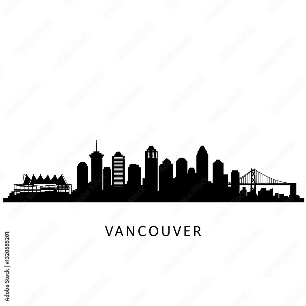 Obraz premium Vancouver Skyline Silhouette - Vector Illustration