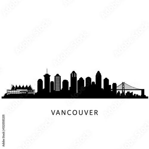 Vancouver Skyline Silhouette - Vector Illustration