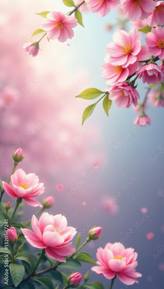 Naklejka premium Soft pastel hues blending in a dreamy depiction of the spring season, soft, colors, dreamy