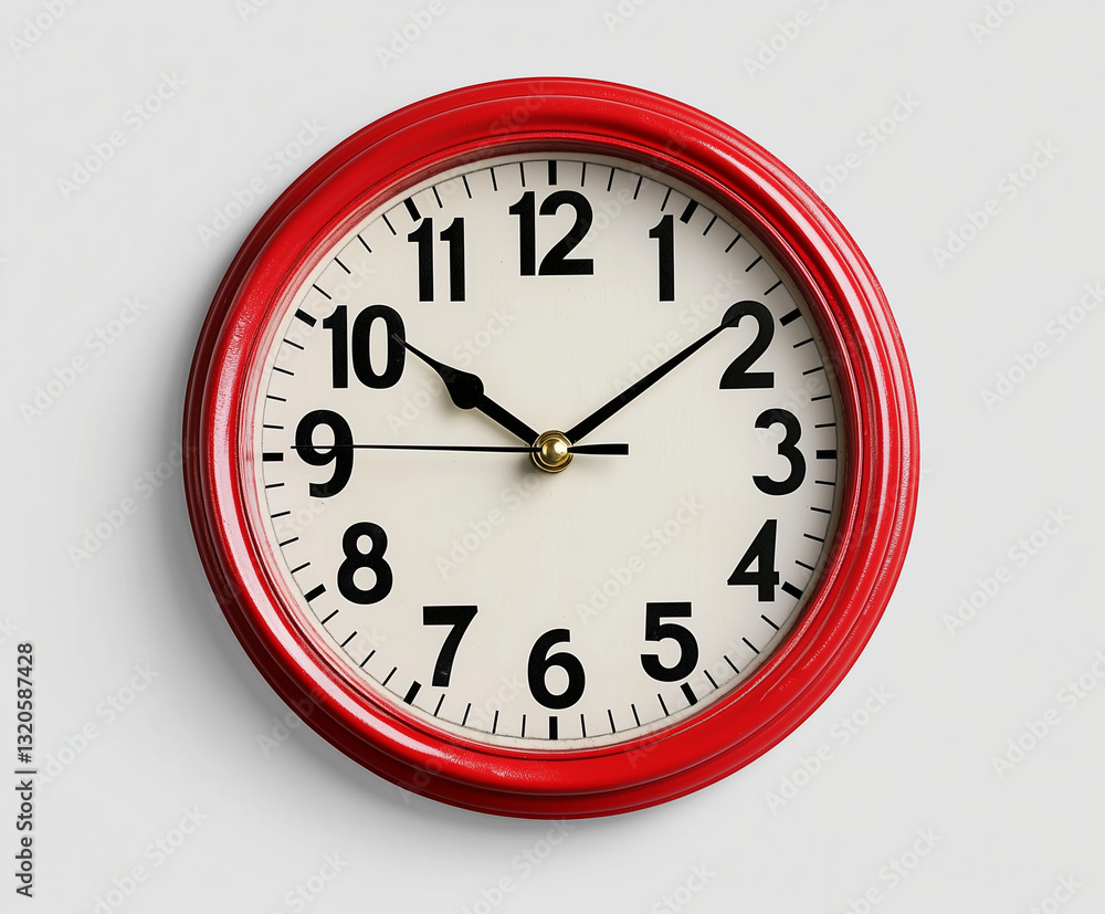 Classic Red Wall Clock with Bold Black Numbers Classic Red Wall Clock with Bold Black Numbers