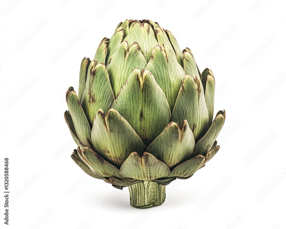 Fototapeta premium Single artichoke, studio shot, white background, healthy food