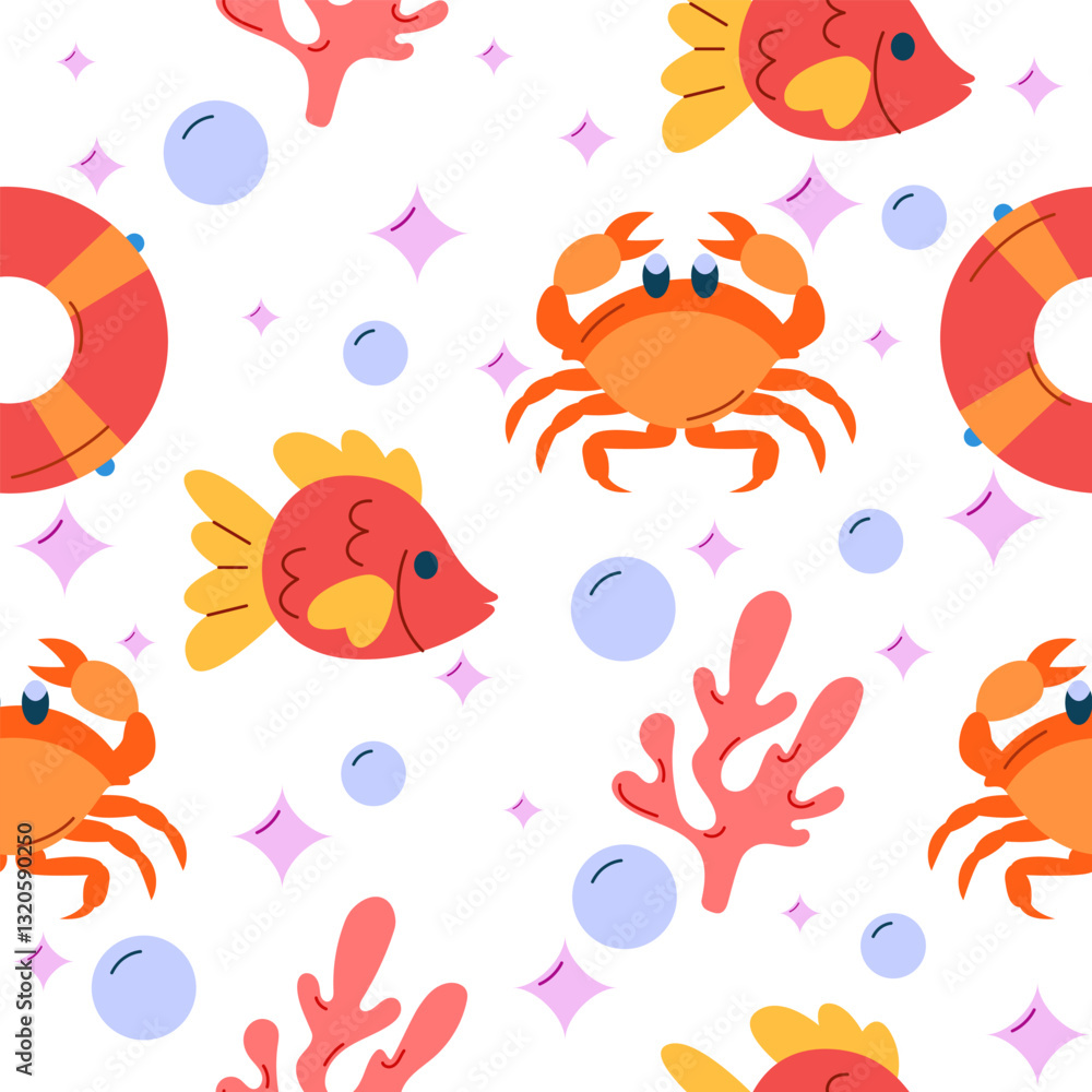 Marine Life Seamless Pattern Marine Life Seamless Pattern