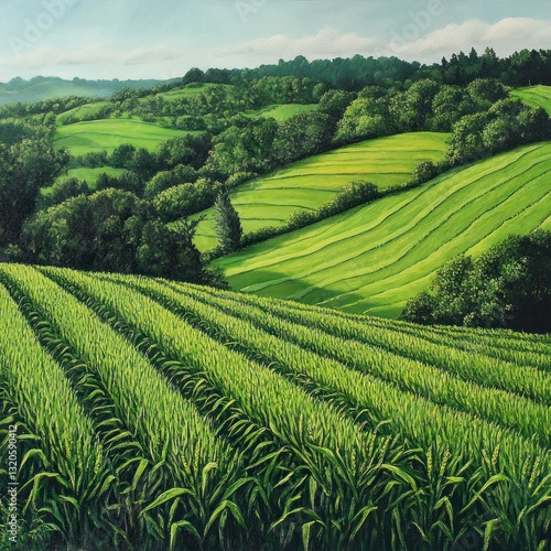 Wallpaper Mural Lush green cornfield landscape Torontodigital.ca
