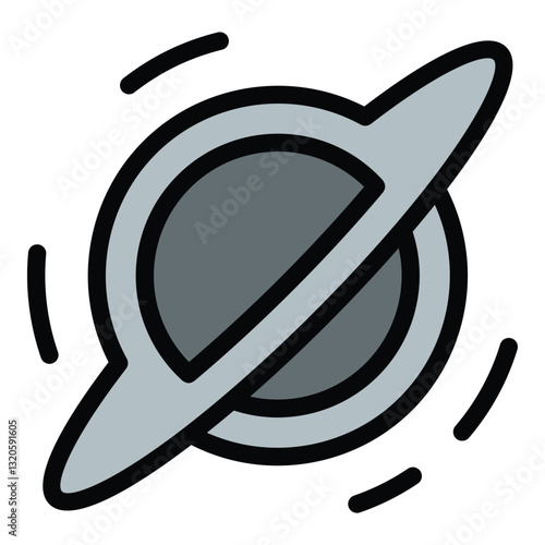 Black hole icon in flat line style representing gravitational pull space phenomena and cosmic mystery ideal for astronomy physics and science concepts.