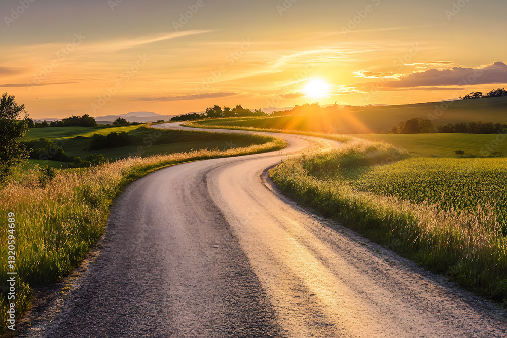 asphalt road stretching into the distance. perspective, a long deserted road, autobahn highway asphalt road stretching into the distance. perspective, a long deserted road, autobahn highway
