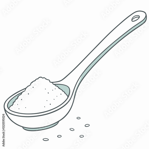 Stylized Spoonful: Minimalist Illustration of Sugar or Salt in a Spoon