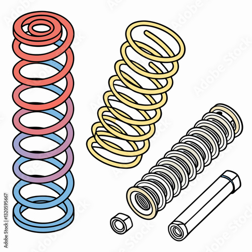 Colorful and Monochrome Springs for Mechanical Applications and Product Design
