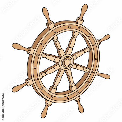 Illustration of Nautical Ship's Wheel Depicting Navigation and Leadership