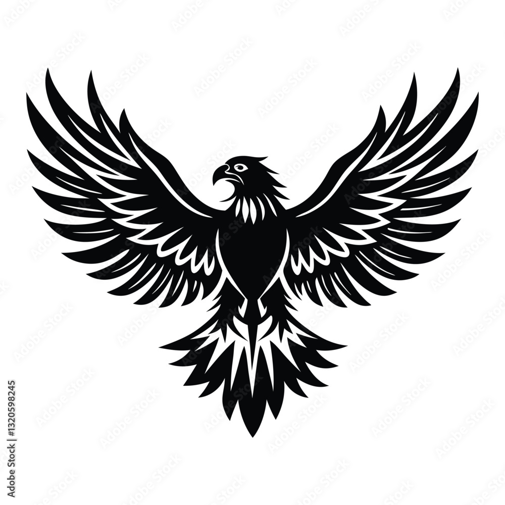 Obraz premium Soaring Eagle Icon Silhouette, High-Quality Editable and Printable Vector EPS File