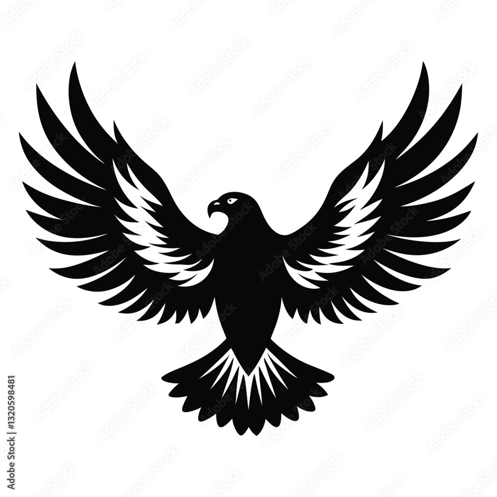 Fototapeta premium Majestic Eagle Silhouette Vector Illustration, Bold and Patriotic Design on a White Background