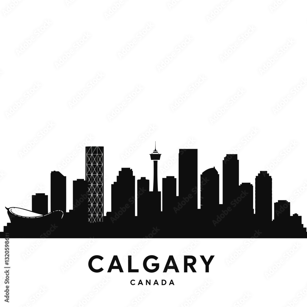 Naklejka premium Calgary Skyline Silhouette - Vector Illustration