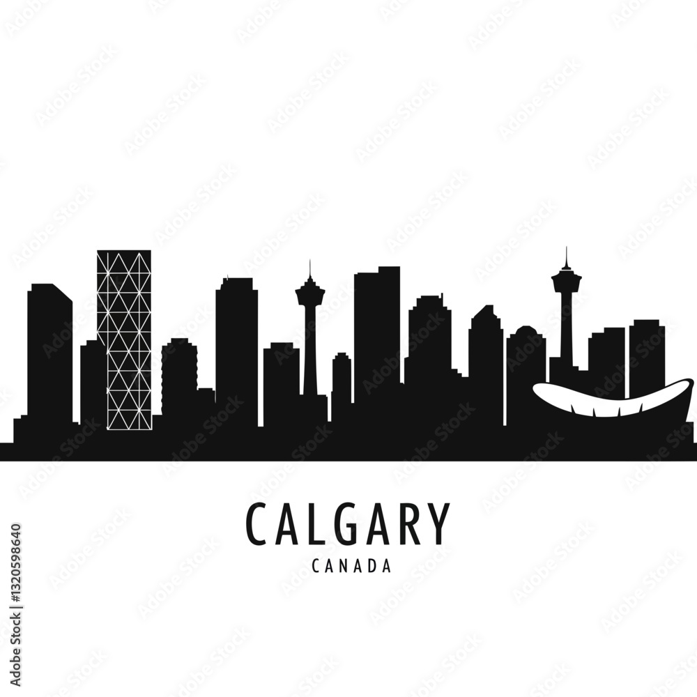 Fototapeta premium Calgary Skyline Silhouette - Vector Illustration