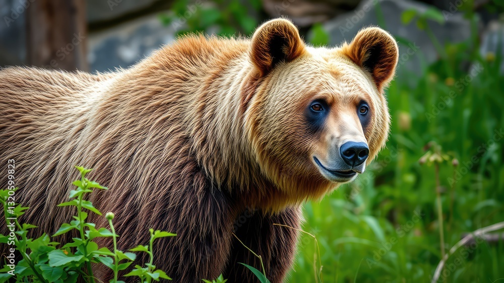Brown bear portrait, Majestic Brown Bear in the Wild Brown bear portrait, Majestic Brown Bear in the Wild