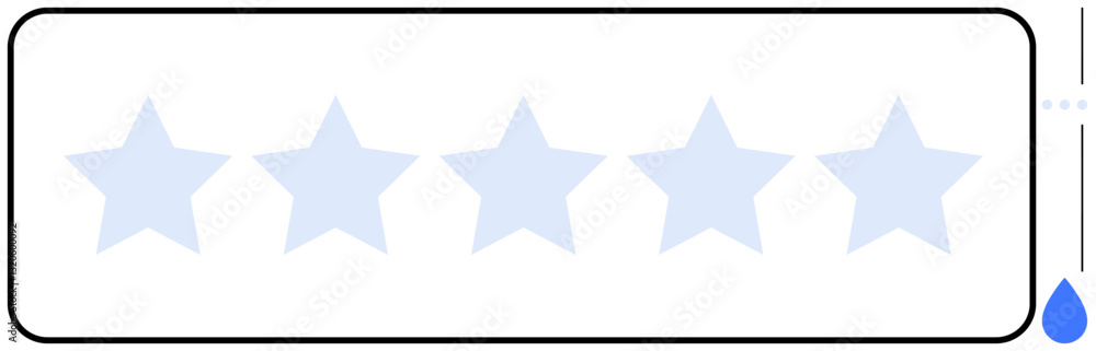 Five outlined stars with a progress bar featuring a droplet, suggesting a rating or feedback system. Ideal for reviews, evaluations, customer satisfaction, user experience, progress tracking
