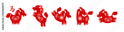 Happy Chinese New Year, year of the horse! Lunar new year card template. Chinese text means "horse".