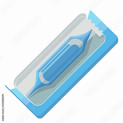 disposable scalpel blade in a sealed sterile pack 