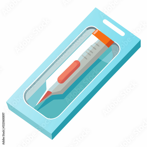 disposable scalpel blade in a sealed sterile pack 