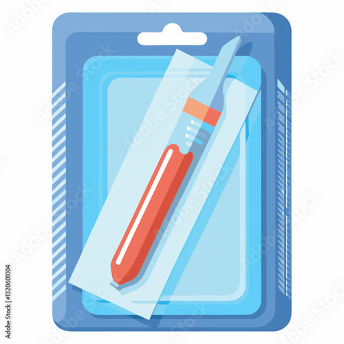 disposable scalpel blade in a sealed sterile pack 